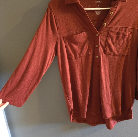 Red Button-Up Shirt - Picture 2 of 4